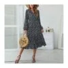 Floral Printed V-Neck Long Sleeve High Waist Flowy Ruffled Dress Casual Wholesale Dresses SDN532613