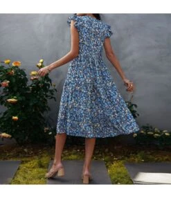 Floral Print V-Neck Frill Sleeve Midi Swing Dress Casual Summer Wholesale Dresses SD204674 -OTIS Clothing Shop 7e33aa28 17c2 42ee a66f ccf1b97bb61e e02871c7e71e2c1ac53d186734402871