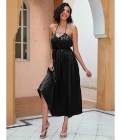 Solid Color Halterneck Cutout Mid-Length Open Back Swing Pleated Dress With Belt Sexy Wholesale Dresses SDN533124 -OTIS Clothing Shop 815771e2 baf4 41c5 a5c4 ccb914ede8a0 9771a4c5073e78f557214e001a67795b