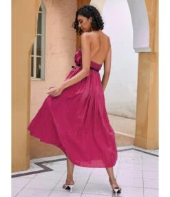 Solid Color Halterneck Cutout Mid-Length Open Back Swing Pleated Dress With Belt Sexy Wholesale Dresses SDN533124 -OTIS Clothing Shop 82ad5239 f50f 465b a244 6fcdabad4f4a 782229f45cef05bc649c5e6adc019ade