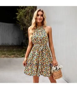 Floral Printed Sleeveless Halter Neck Tie-Up Waist Ruffled Dress Vacation Wholesale Dresses SDN533143 -OTIS Clothing Shop 83c48ec4 3877 4370 b677 9e4cab065d2a 47309bdc4c1f6fb6b8d99c92bb68c94d