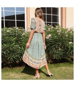 Printed Irregular Hem Boho Dresses V Neck Puff Sleeve Casual Vacation Wholesale Bohemian Dress For Women SD168359 -OTIS Clothing Shop 83ea1946 9fe6 4707 8250 78bdb17d77a8 5fd530818eede58670d2637a6821f1d5