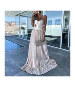 Temperament Mopping Sling Satin Zipper Pleated Party Dress Wholesale Dresses N46723032800112 -OTIS Clothing Shop 87506c4cf2d4438b8abbafd300f3741d 4