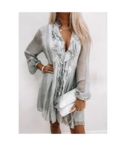 Solid Color Deep V Ruffles Short Lantern Sleeve Midi Dress Loose Fashion Wholesale Dresses SD531222 -OTIS Clothing Shop 898bf5fd 21e2 414a b86c 4a609fa257b4 8726d96032c08c4e2fa000f4d7741572