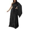 One-Shoulder Pleated Slant Neck Waist Imitation Silk Dress Wholesale Womens Clothing N3823103000072 -OTIS Clothing Shop 8c41f4697d51499290f0b0b501288111 5