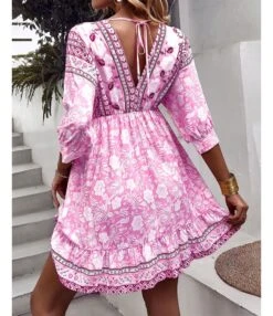 Fashion Print V Neck Swing Dress Casual Loose Backless Lace-Up Short Sleeve Wholesale Dresses -OTIS Clothing Shop 8ed744e7 211d 4cee 97df 9532085e3f0f b145a28bc5a0258a26a7c9ea82d6580b