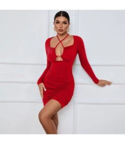 Sexy Halter-Neck Hollow Strap Tight Long Sleeve Bodycon Dress Wholesale Dresses SDN538004 -OTIS Clothing Shop 8f80f702 87bd 4ec2 8aa8 0f1bcba7dae3 bb13f6167de5cf910518be48e7ed0ad6