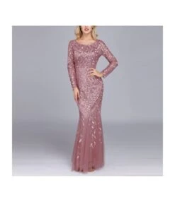 Women Long Sleeve Fishtail Sequin Banquet Evening Prom Dress Wholeslae Maxi Dresses SDN535537