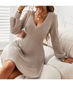 Sexy V-Neck Knit Jacquard Mini Dress Long Sleeve Solid Color Bodycon Wholesale Dresses SDN562291 -OTIS Clothing Shop 90ddee61 8009 4466 a30a e74015b40e5a 7fd03e105ad0be4eb74ae60f242002db