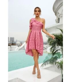 Solid Color Slanted Shoulder Lace Ruffles Swing Evening Dress Elegant Wholesale Dresses SDN532200 -OTIS Clothing Shop 913466dc 4a13 47f8 a21f 919eef63b1fe 38679ea3cc5d6c00cab35a0632b82906
