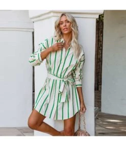 Fashion Stripe Lace-Up Shirt Dress Casual Long Sleeve A-Line Wholesale Dresses SDN560654 -OTIS Clothing Shop 91acd6a9 37b1 4f08 87b3 899b14545c27 0d59996e02ff2bf2882137becaff0ed9