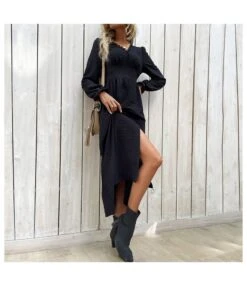 Long-Sleeved Side Slit Button-Down Slim-Fit Solid Color Midi Dress Wholesale Dresses SDV464033 -OTIS Clothing Shop 951113d5 fe2d 42e3 b99f 600963123d33 c8e43e2c8f2e3e98af8326e866065b97