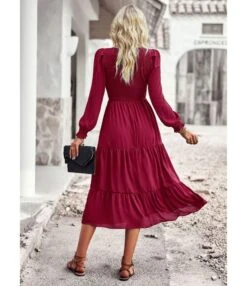 Solid Color Long Sleeve High Waist Mid-Length Smocked Swing Dress Wholesale Dresses SDN539501 -OTIS Clothing Shop 96c84d20 631b 4724 b8fb 83aeb06ed4ce de701b645b975c2a443fa14e3c470422