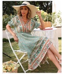Printed Irregular Hem Boho Dresses V Neck Puff Sleeve Casual Vacation Wholesale Bohemian Dress For Women SD168359 -OTIS Clothing Shop 982afa7b bd6a 458f 96f8 ba4f7c685482 71dc2552babbd80aeb2ff7cdfb0ebebf