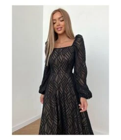 Slightly See-Through Jacquard Long-Sleeved Elegant Midi A-Line Dress Wholesale Dresses SDV463852 -OTIS Clothing Shop 998b07e6 dfa9 47fd 9a4b 511a2ff2ff77 e73a37d3592de159e2bf0d5f55b0af7a