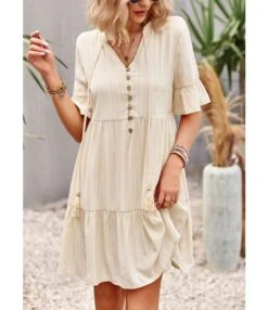 Short Sleeve Casual Solid Color Loose Swing Ruffled Dress Wholesale Dresses SDN539518 -OTIS Clothing Shop 99f79de6 344e 433e a4c3 7d0c015755ad f137818bc331959b550042b2e0fb0203
