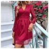 Temperament Low Cut Grid Stitching Slim Solid Color Midi Dress Wholesale Dresses SDV464032