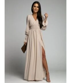 Nipped Waist Long Sleeve Slit Chiffon Dress Wholesale Maxi Dresses SDN535518 -OTIS Clothing Shop 9f73c21c 5f08 44cb a9ea e772804a5c1e 20351466fd16da98f961039b57201e02