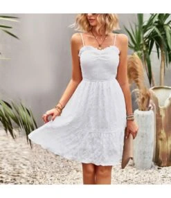 Solid Color Midi Strappy Wrap Chest Vacation Sling Dress Wholesale Dresses SDN539516