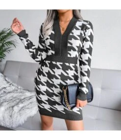 Knitted Dress Lady Wholesale Houndstooth Fashion SD162182 -OTIS Clothing Shop 9ff61599 0874 4ef0 9bfb 4f3ab54bd4da 1F67410D847115A834550A0625BE6D59