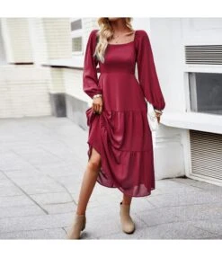 Solid Color Square Neck Temperament Elegant Dress Wholesale Dresses -OTIS Clothing Shop O1CN011KL5Ao1ND4nzhzWtm 2425141535 0 cib 4