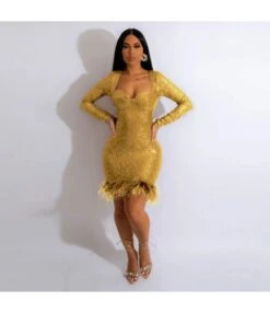 Sexy Feather Stitching Sequined Sheath Sexy Evening Bodycon Dress Wholesale Dresses N5323031700004 -OTIS Clothing Shop O1CN011YDQpL2GXxhye48Fx 2212786059026 0 cib 5