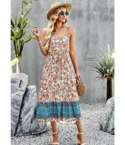 Summer Printed Drawstring Waist Vacation Split Sling Long Bohemian Dress Wholesale Dresses N5323031600400 -OTIS Clothing Shop O1CN011nhUXc1ND4mCahs6g 2425141535 0 cib