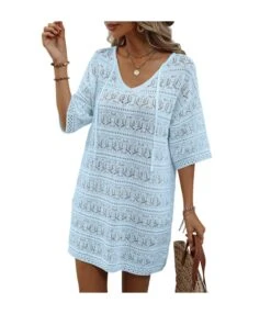 Casual Short-Sleeved V-Neck Hollow Vacation Beach Sunscreen Dress Wholesale Dresses V5923051300042 -OTIS Clothing Shop O1CN012U0pGZ1KExZqDe0dT 3418581133 0 cib 4