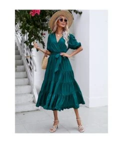 Elegant Casual Fashion High Waist V-Neck Holiday Long Smocked Dress Wholesale Dresses N5323030700084 -OTIS Clothing Shop O1CN013HGTeb1vvgHpSj2Jj 2212115946235 0 cib