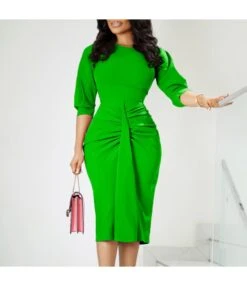 Fashion Solid Color Pleated High Waisted Hip Pencil Dress Wholesale Dresses N5923080800081 -OTIS Clothing Shop O1CN014vfpG326UcggkV16l 4225457665 0 cib 6