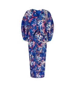 Tie-Dye Fission Print Loose Casual Bat Sleeve Dress Wholesale Womens Clothing N3823082300021