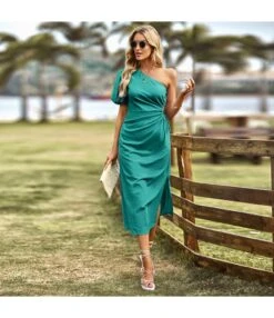 Puff Sleeve Solid Color Slit Hollow Pleated Slant Shoulder Dress Wholesale Dresses N463423032300203 -OTIS Clothing Shop O1CN015pV2KT1ND4mgIgkJL 2425141535 0 cib 4