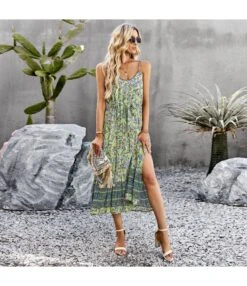 Summer Printed Drawstring Waist Vacation Split Sling Long Bohemian Dress Wholesale Dresses N5323031600400 -OTIS Clothing Shop O1CN016pABUL1ND4mJMipvH 2425141535 0 cib 4