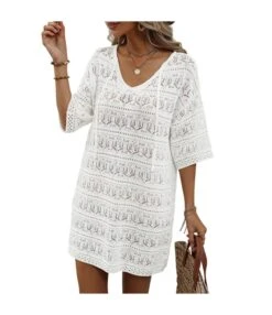 Casual Short-Sleeved V-Neck Hollow Vacation Beach Sunscreen Dress Wholesale Dresses V5923051300042 -OTIS Clothing Shop O1CN019gkURf1KExZpVlmnr 3418581133 0 cib 4