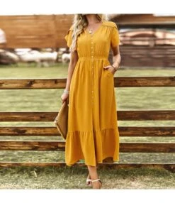 Slit Hollow Simple Short-Sleeved V-Neck Solid Color Dress Wholesale Dresses N463723032300203 -OTIS Clothing Shop O1CN019tEFAq1ND4mZhB6L3 2425141535 0 cib 4