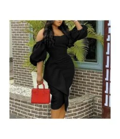 Lantern Sleeve High Waist Slimming Irregular Ruched Ruffled Tube Top Dress Wholesale Dresses N5323032000047 -OTIS Clothing Shop O1CN01AXsOWe1eowscHzAim 2211077563919 0 cib 5