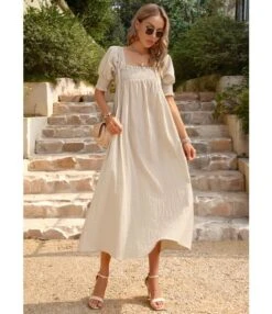 Elegant Flower Petal Sleeve Solid Color Square Neck Long Dress Wholesale Dresses V5923041200032 -OTIS Clothing Shop O1CN01B1kTG91ND4mybRGq9 2425141535 0 cib