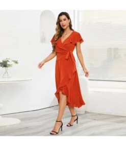 Elegant Lotus Leaf Swing V-Neck Slim Chiffon Ruffle Dress Wholesale Dresses N5323030300063 -OTIS Clothing Shop O1CN01BMctmV1wQMp7bAOZk 2455536302 0 cib