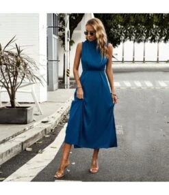 Fashion Sleeveless High Waist Half High Neck Satin Dress Wholesale Dresses V5923050300041 -OTIS Clothing Shop O1CN01BP0X6Q1wuayPUrTjr 3267756368 0 cib 4