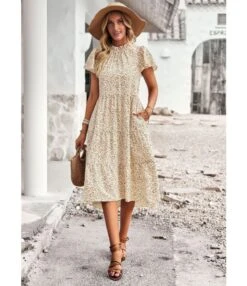 Flare Short Sleeve Casual Vacation Floral Midi-Length Smocked Dress Wholesale Dresses N5323021300009 -OTIS Clothing Shop O1CN01DWmoqM1ND4l9tDjn0 2425141535 0 cib