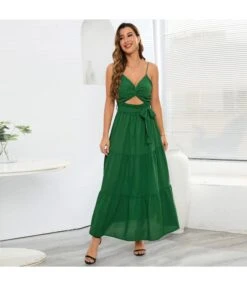 Solid Color Lace-Up Bowknot Hollow Sexy Suspender Smocked Swing Dress Wholesale Maxi Dresses N5323030300059 -OTIS Clothing Shop O1CN01DhLR3h1wQMp9Qs1fg 2455536302 0 cib 5