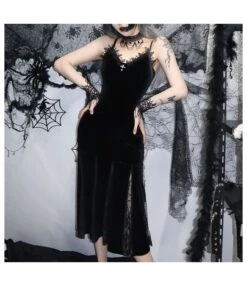 Dark Lace Slim Stitching Sling Mermaid Dress Wholesale Dresses N4623041900040