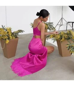 Solid Color One Shoulder Hollow Waist Tassel Sexy High Slit Party Sling Dress Wholesale Maxi Dresses N5323021500002 -OTIS Clothing Shop O1CN01EPfS602GztqofP8ev 2212501819087 0 cib