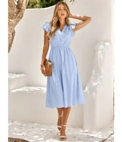 Petal Sleeve Solid Color V-Neck Fresh And Simple Dress Wholesale Dresses N4623052300092 -OTIS Clothing Shop O1CN01FWdqnh2MjJCLp3DqL 2207829863 0 cib 4