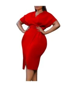 Belt Slit Short Sleeve Pleated Slim Dress Wholesale Dresses N4623050300072 -OTIS Clothing Shop O1CN01G1PHD01qrUbB1FQte 4225535549 0 cib 6