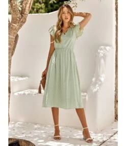 Petal Sleeve Solid Color V-Neck Fresh And Simple Dress Wholesale Dresses N4623052300092 -OTIS Clothing Shop O1CN01GAw7lg2MjJCG5o1R3 2207829863 0 cib 4