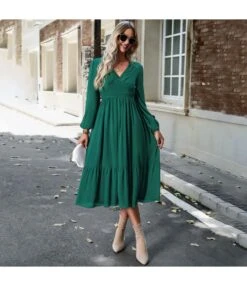 Elegant Solid Color V-Neck Bubble Sleeve Long Dress Wholesale Dresses N5923081800003 -OTIS Clothing Shop O1CN01Gry3kY1ND4pKoFxMg 2425141535 0 cib 4