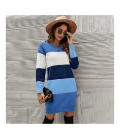 Fashion Colorblocking Wide Stripe Crew Neck Knit Dress Wholesale Dresses N5923053100005 -OTIS Clothing Shop O1CN01IWOa1029NF11u9ull 4040548055 0 cib