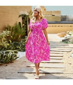 Elegant Botanical Floral Full Print Bubble Sleeve Square Neck Long Dress Wholesale Dresses V5923041200043 -OTIS Clothing Shop O1CN01JOCYBg1ND4msX7c2a 2425141535 0 cib 4