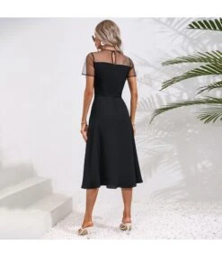 Mesh Patchwork Short Sleeve Retro Solid Color Swing A-Line Dress Wholesale Dresses N5323030300068 -OTIS Clothing Shop O1CN01K7nMIP1IrltKBBzrr 1007700947 0 cib